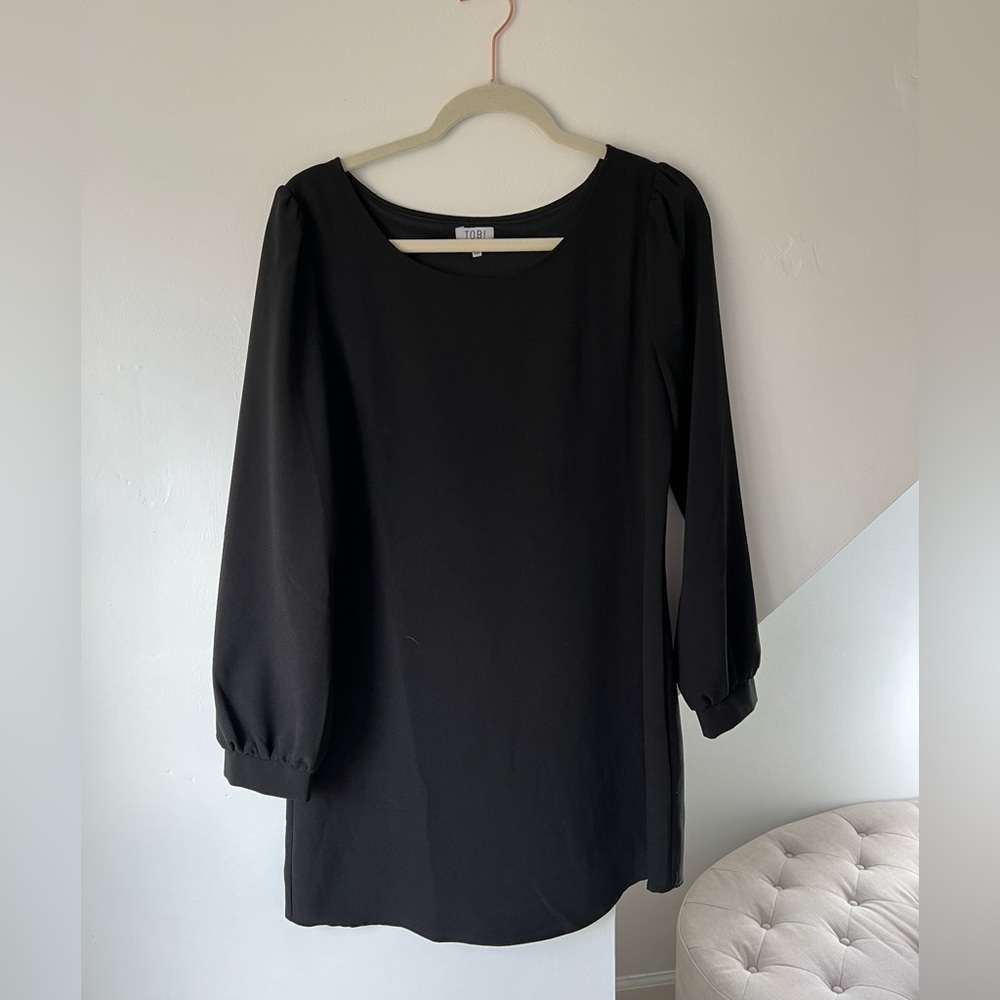 TOBI MINI SHIFT DRESS BELL SLEEVES BLACK SMALL
